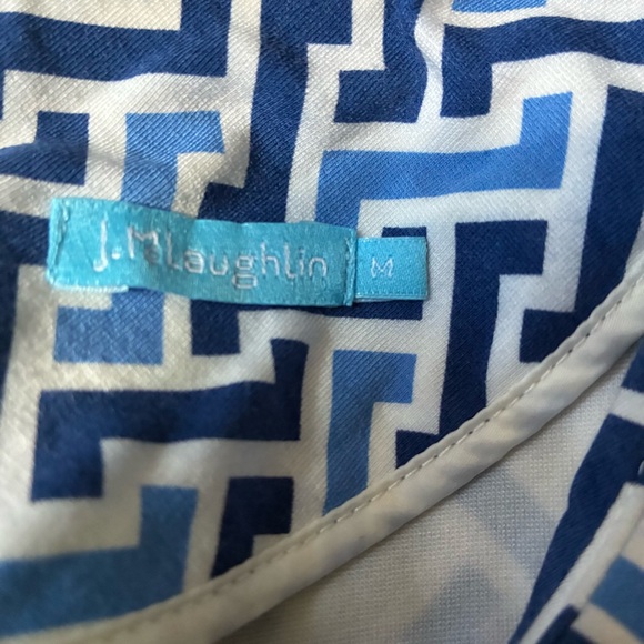 J. McLaughlin Blue and White Interlocking Pattern midi dress - Picture 4 of 9